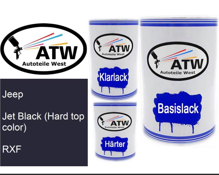 Jeep, Jet Black (Hard top color), RXF: 500ml Lackdose + 500ml Klarlack + 250ml Härter - Set, von ATW Autoteile West.